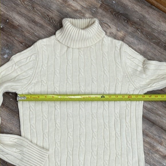 Merona Wool Angora Cashmere Blend Turtleneck Sweater Cream Cable Knit Women's XL - Picture 7 of 11